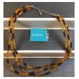 Jay King Mine Finds amber bead necklace 925