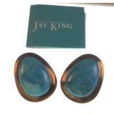 Jay King Turquoise stone & copper earrings -