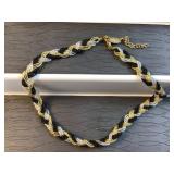 Black, gold, and silver beaded 17' necklace