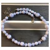 Natural blue ribbon agate & .925 sterling silver