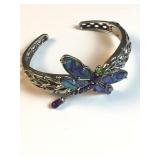 Abalone & .925 sterling silver dragonfly cuff by