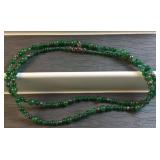24ï¿½ dark green stone and metal beaded necklace