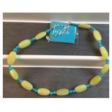 Jay King turquoise bead and cut gem necklace.925