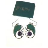 Pair Jay King turquoise & amethyst earrings .925