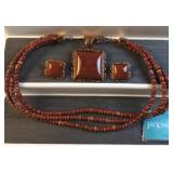 Jay King mine finds 3 strand red jasper necklace