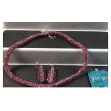 Jay King pink mauve tourine necklace and earrings