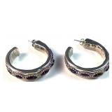 QVC sterling silver purple hoop earrings with