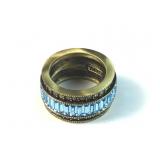 Heidi Daus blue baguette crystals ring size 9