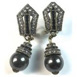 Heidi Daus faux black Pearl earrings with