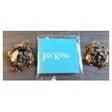 Jay King Snowflake Obsidian & copper earrings