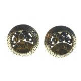 Sun fan brass & .925 sterling silver earrings by
