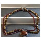 QVC tigers eye and garnet Pearl necklace