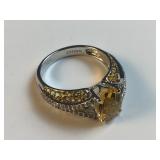 QVC sterling silver citrine and white topaz ring