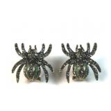 Heidi Daus green and white spider earrings with