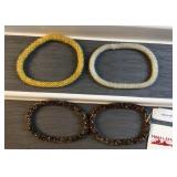 Himalayan set of 4 beaded bracelets brown, white,