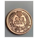 INdian head 1 cent design 1 oz .999 copper round