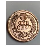 INdian head 1 cent design 1 oz .999 copper round