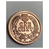 INdian head 1 cent design 1 oz .999 copper round