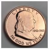 Franklin half dollar design 1 oz .999 copper