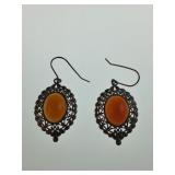 QVC sterling silver and carmelian Bali earrings