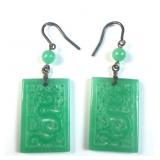 Rarities green dragon jade earrings with original
