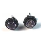 Rarities sterling silver amethyst and black stud