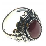 Size 9 Red Coral & .925 sterling silver ring by
