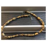 Earth tone stone bead  necklace.925 sterling