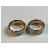 QVC steel crystal band rings size 9