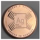 Ag silver bullet design 1 oz .999 copper round