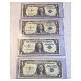(4) US Silver Certificates - blue seal