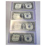 (4) US Silver Certificates - blue seal