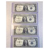 (4) US Silver Certificates - blue seal