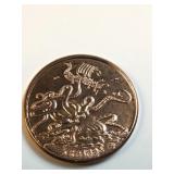Kracken design 1 oz .999 copper round