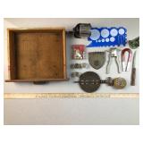 antique wood drawer & contents