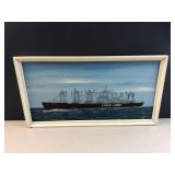 Cargo ship in frame
