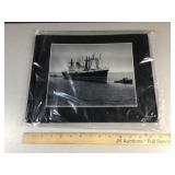 Black n White matted cargo ship image