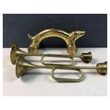 (2) solid brass candle holder & solid brass back r