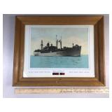 USS Tidwater framed ship with port city listing