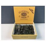 Cigar box of green Army trucks / vehicles