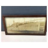 Close up framed image of  freight sea ship under w