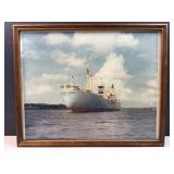 colored cargo ship framed photo