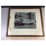 mid century semi truck in frame