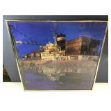 Cargo freight carier underway at night