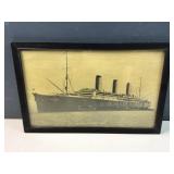 vintage framed cargo ship art