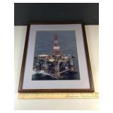 Professionally framed off shore oil rig image