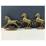 (3) solid brass horses