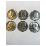 (6) Kennedy Half dollars - 1970s not silver
