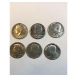 (6) Kennedy Half dollars - 1970s not silver