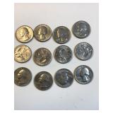 (12) 1776 - 1976 bicentennial US quarters  D mint